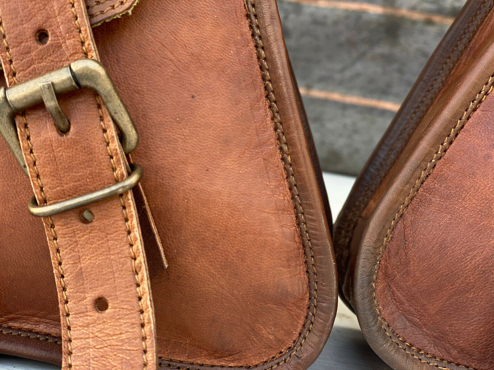 Leather Motorcycle Bags 3 Pouch Side Three Panniers ( 2 Saddel Bag+1 Tool Bag) 24Hr Smart